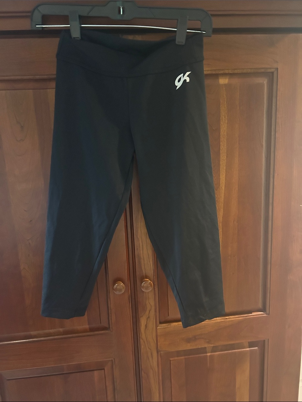 GK Black Capri Leggings with White Logo
